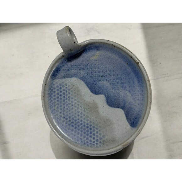 VTG Nichols Stoneware Pottery Candle Holder With Finger Hole Signed Boho Decor - Picture 3 of 9